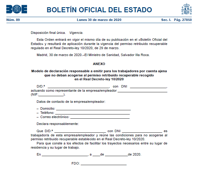 El Nuevo Modelo De Certificado Para Acreditar Desplazamientos Laborales